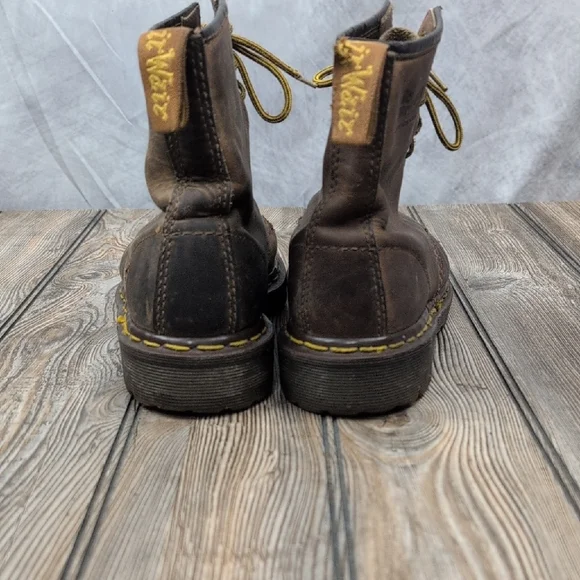 ​Dr. Martens 1460 Brown Leather Boots Distressed Size 8uk Made In England